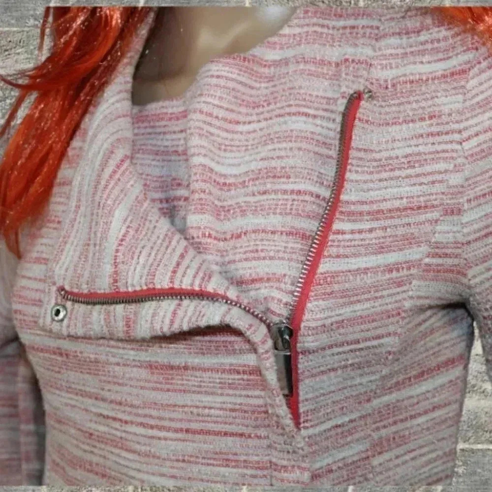 Atmosphere Pink Button Zip Sweater Jacket Size 2 - Picture 3 of 8